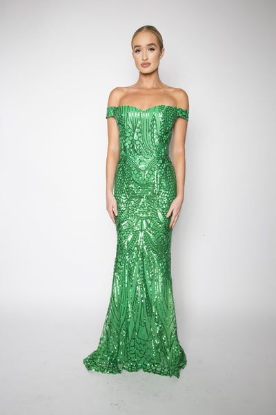 Asyah Nilanti sequined gown (jade) - Kourvosieur
